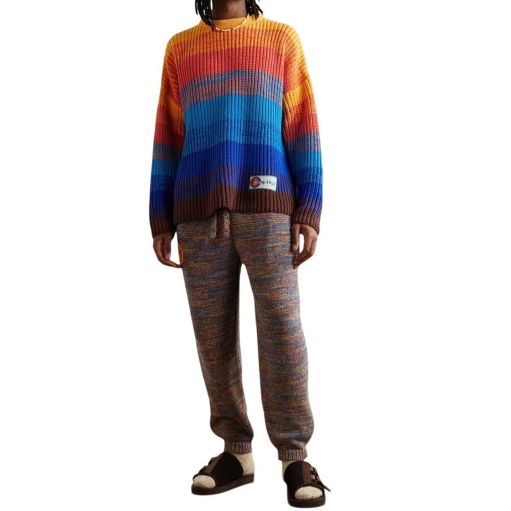 Camp High Sunset Striped Recycled Cotton Sweater L/XL Rainbow Gradient - Picture 9 of 9